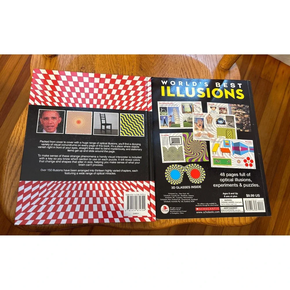 Optical Illusions Book Bundle Scholastic Worlds Best Illusions 3D Glasses 2pc